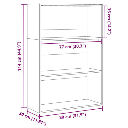 Valkoinen kirjahylly 80x30x114 cm puutavaraa