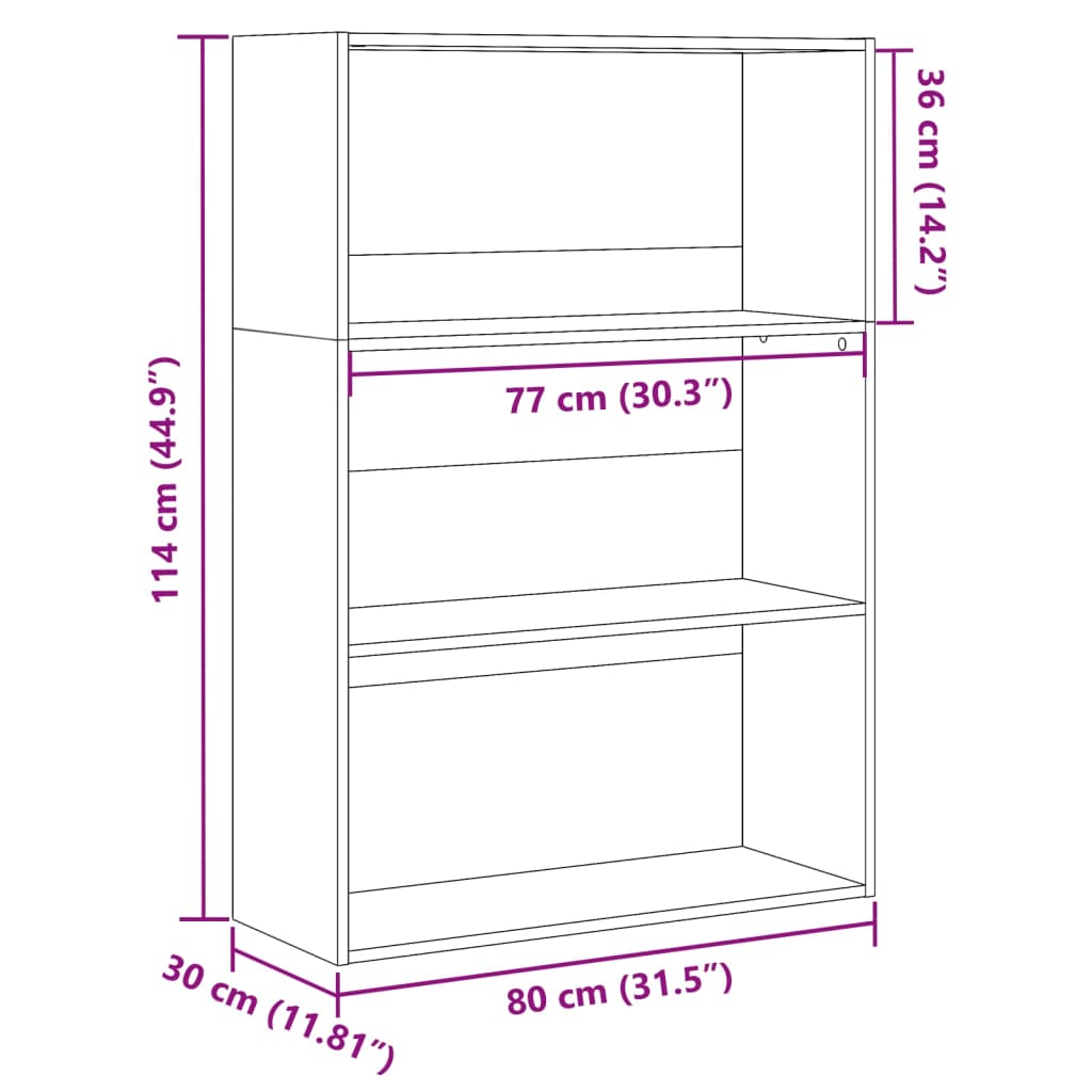 Kirjahylly musta 80x30x114 cm puutavaraa