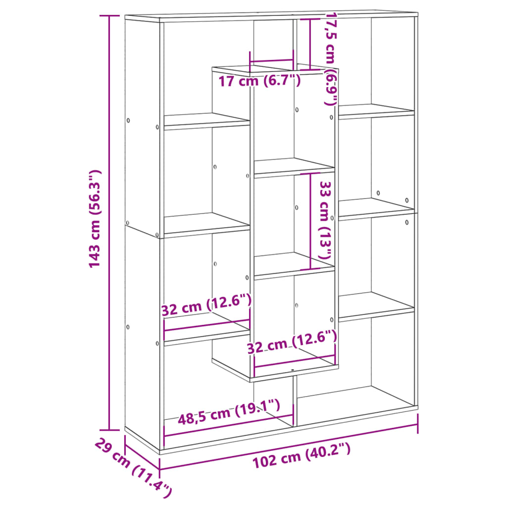 Bokhylla vit 102x29x143 cm