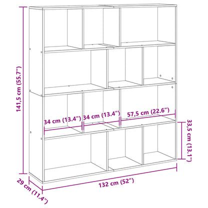 Kirjahylly betonin harmaa 132x29x141,5 cm