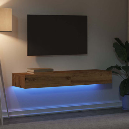 TV-möbel artisan ek TV-bänkar med LED-belysning 2 st 60x35x15,5 cm