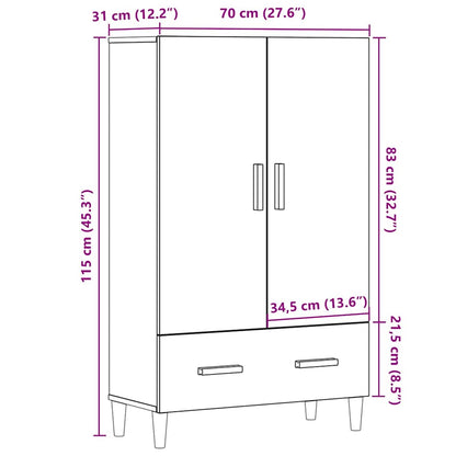 Högskåp artisan ek 70x31x115 cm konstruerat trä