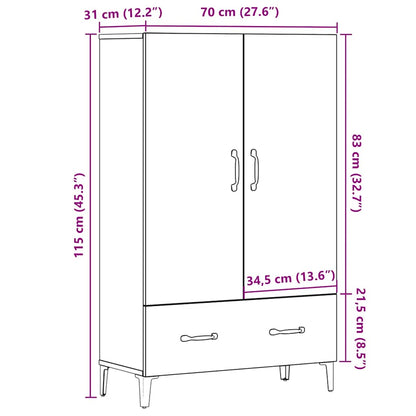 Högskåp artisan ek 70x31x115 cm konstruerat trä