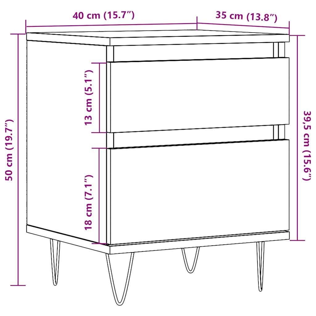 Sängbord artisan ek 40x35x50 cm konstruerat trä