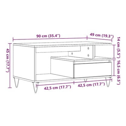 Soffbord åldrat trä 90x49x45 cm konstruerat trä