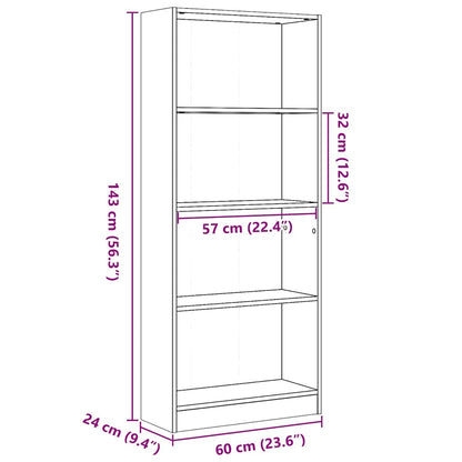 Bokhylla vit högglans 60x24x143 cm konstruerat trä