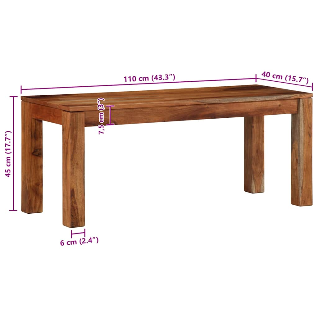 Sittbänk massiv trä 110 cm