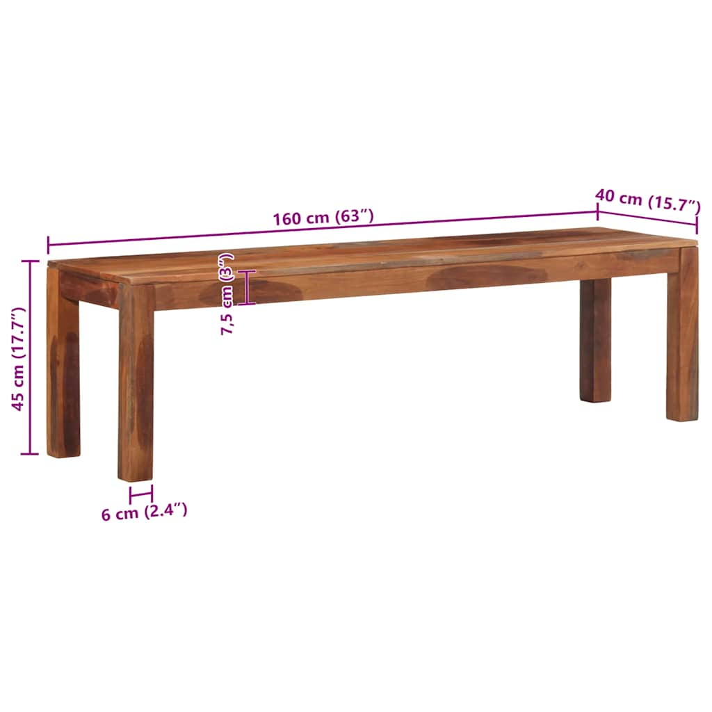 Sittbänk massiv trä 160 cm