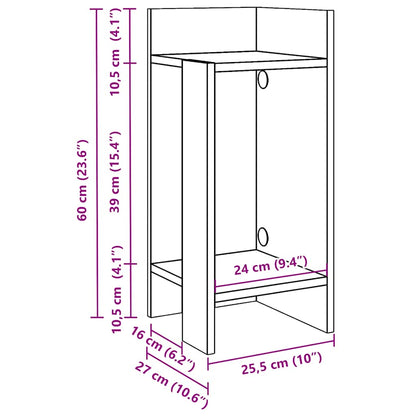 Sidobord vit med hylla 25,5x27x60 cm