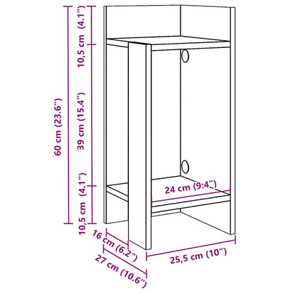 Sidobord 2 st med hylla vit 25,5x27x60 cm