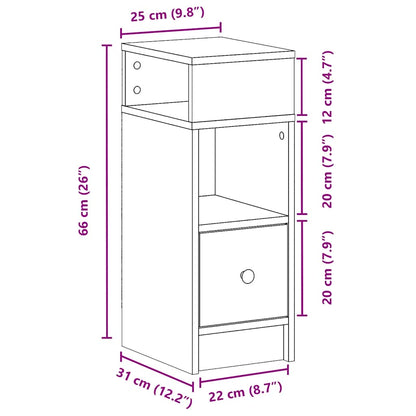 Sängbord 2 st med låda sonoma-ek 25x31x66 cm