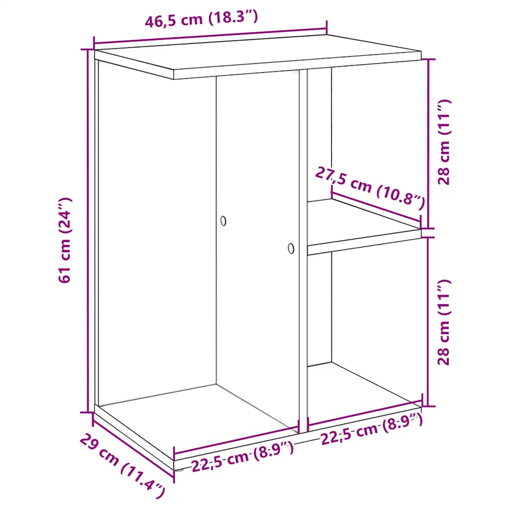 Sängbord vit 46,5x29x61 cm konstruerat trä