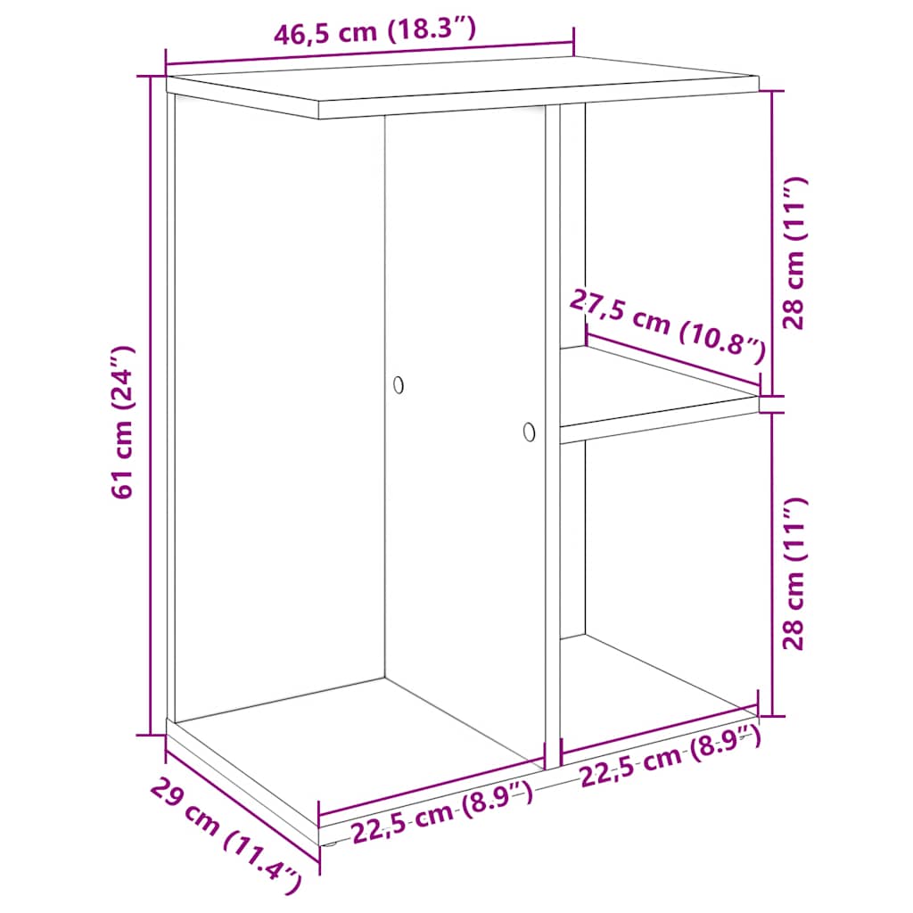 Sängbord svart ek 46,5x29x61 cm konstruerat trä