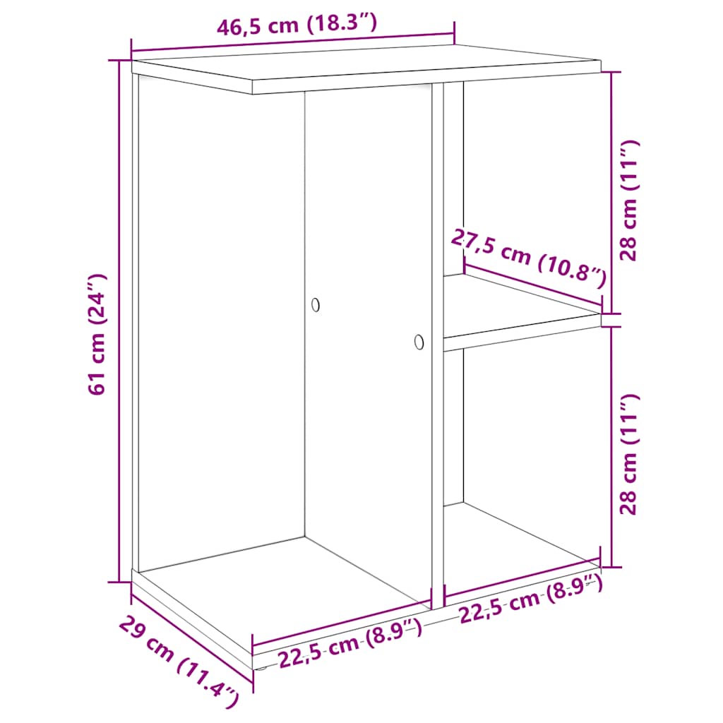 Sängbord sonoma-ek 46,5x29x61 cm konstruerat trä