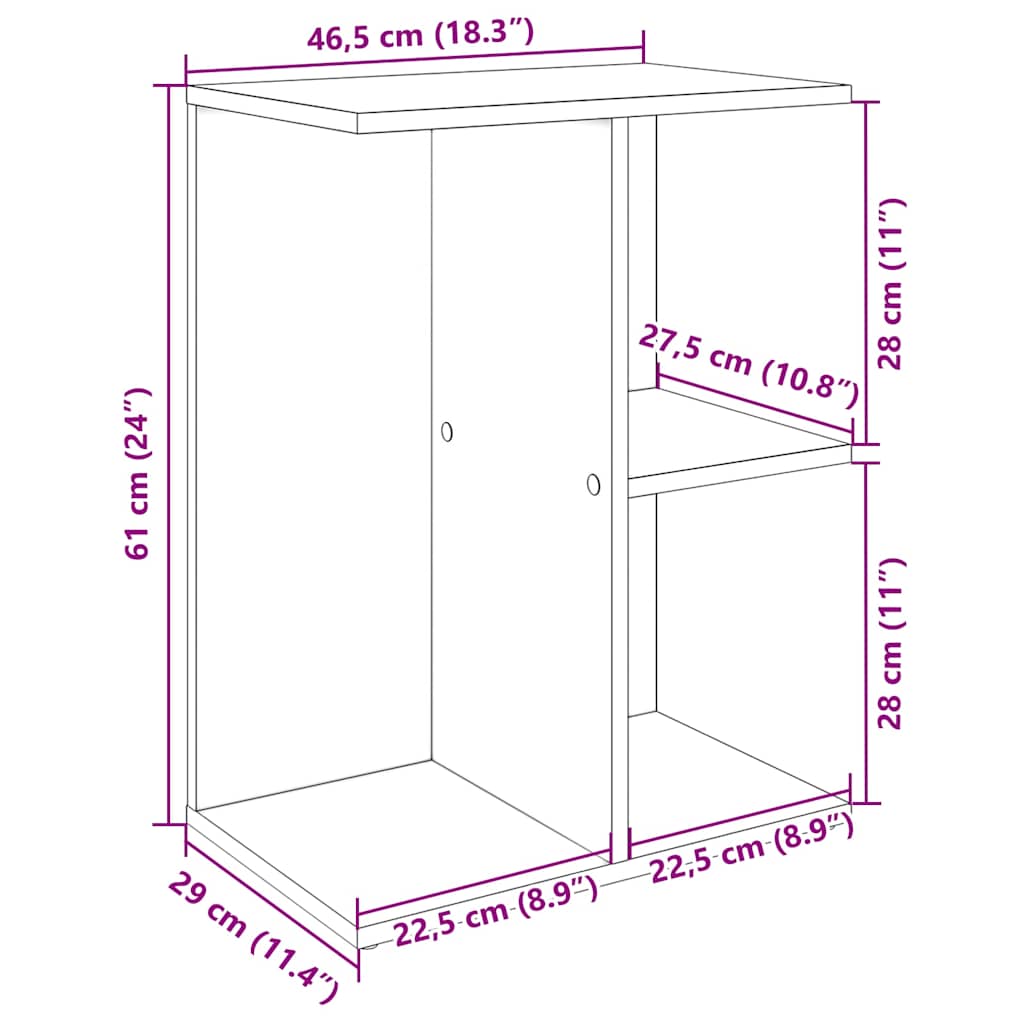 Sängbord 2 st brun ek 46,5x29x61 cm konstruerat trä