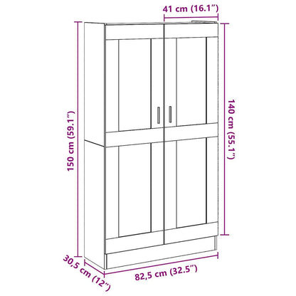 Högskåp åldrat trä 82,5x30,5x150 cm konstruerat trä