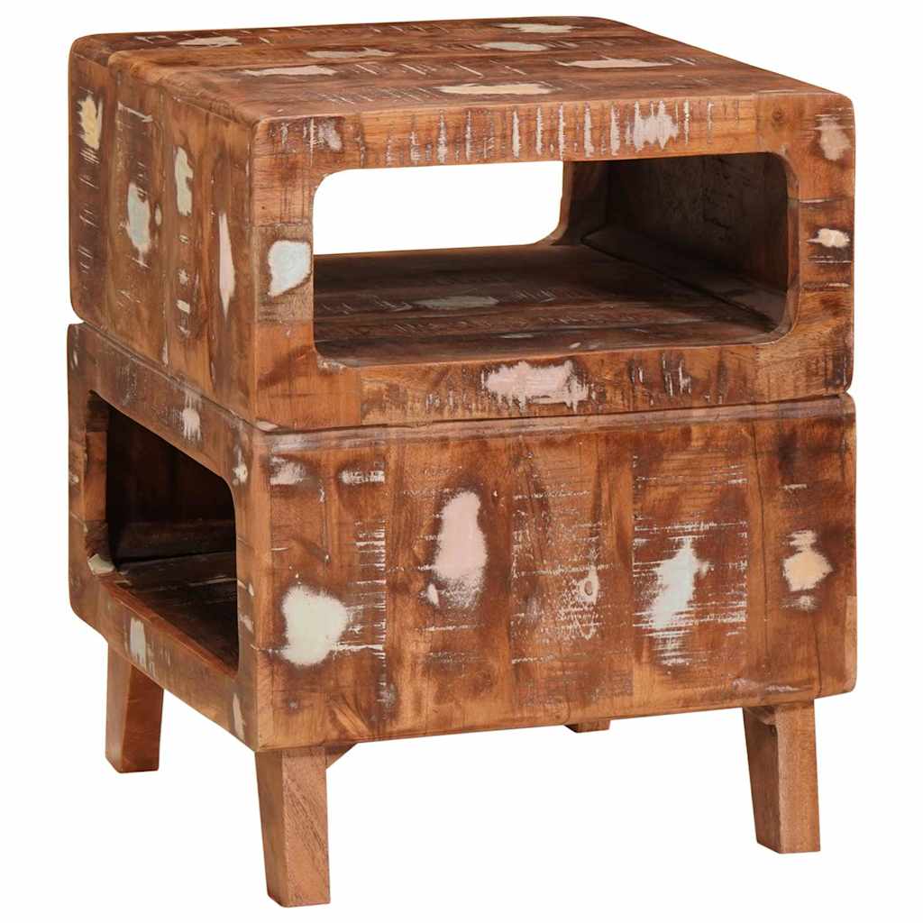 Sidobord Trä Flerfärgsdesign 40 x 40 x 49 cm massivt återvunnet trä