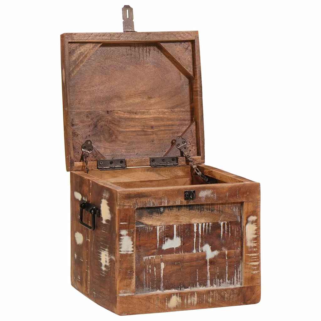 Förvaringskista med lås Flerfärgsdesign massivt återvunnet trä