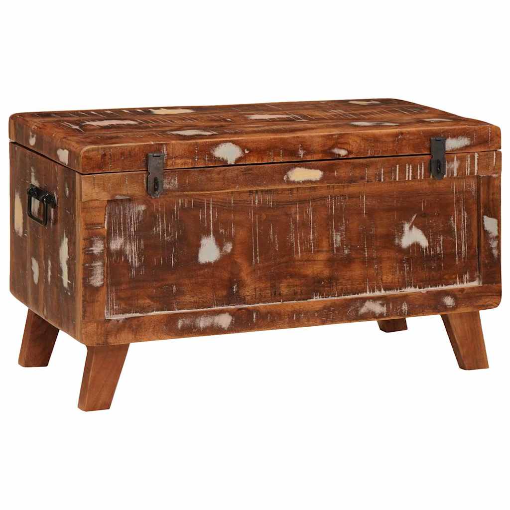 Förvaringskista med lås 70 x 35 x 40 cm massivt återvunnet trä