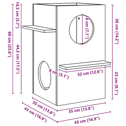 Kattmöbel Katthus vit 43x43x60 cm massiv trä furu