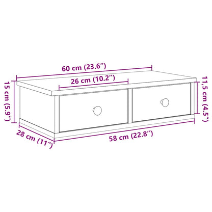 Vägghylla med lådor vit 60x25x15 cm konstruerat trä