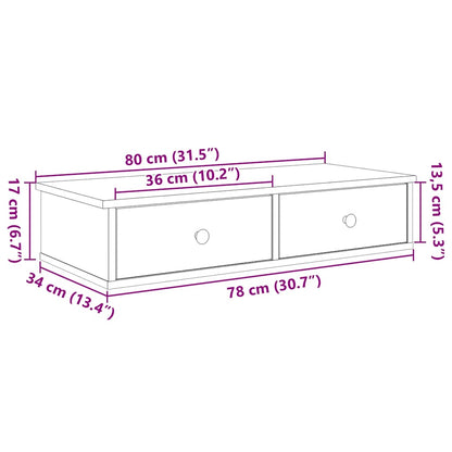 Vägghylla med lådor sonoma-ek 80x31x17 cm konstruerat trä