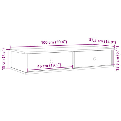 Vägghylla med lådor vit 100x37,5x19 cm konstruerat trä