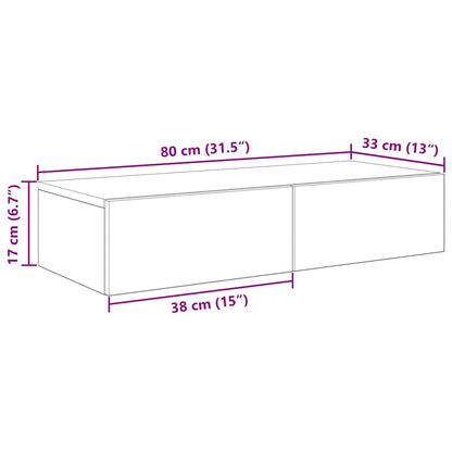 Vägghylla med lådor sonoma-ek 80x33x17 cm konstruerat trä