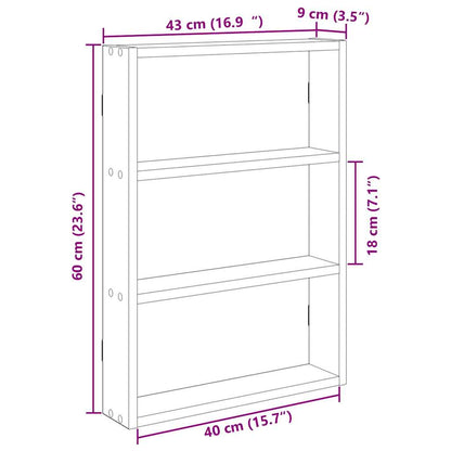 Vägghylla åldrat trä 43x9x60 cm konstruerat trä