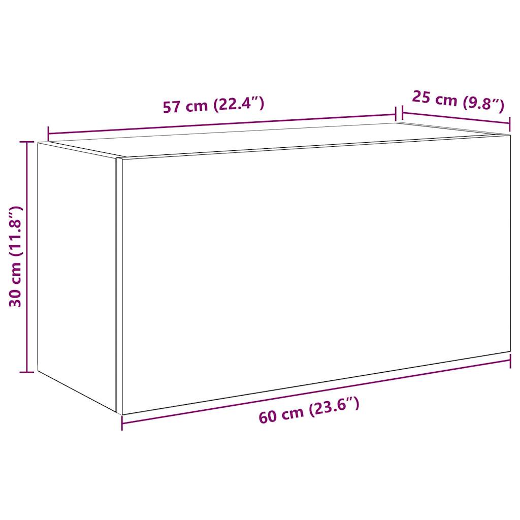 Väggskåp för badrum svart 60x25x30 cm konstruerat trä