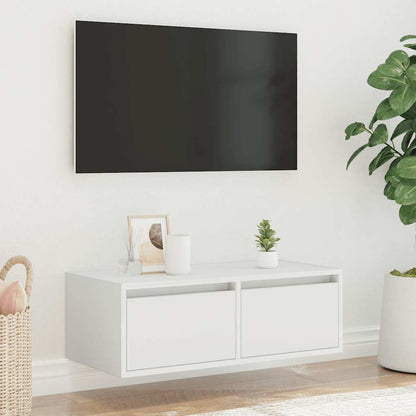 TV-möbel vit TV-bänk med LED-belysning 75x35,5x25 cm