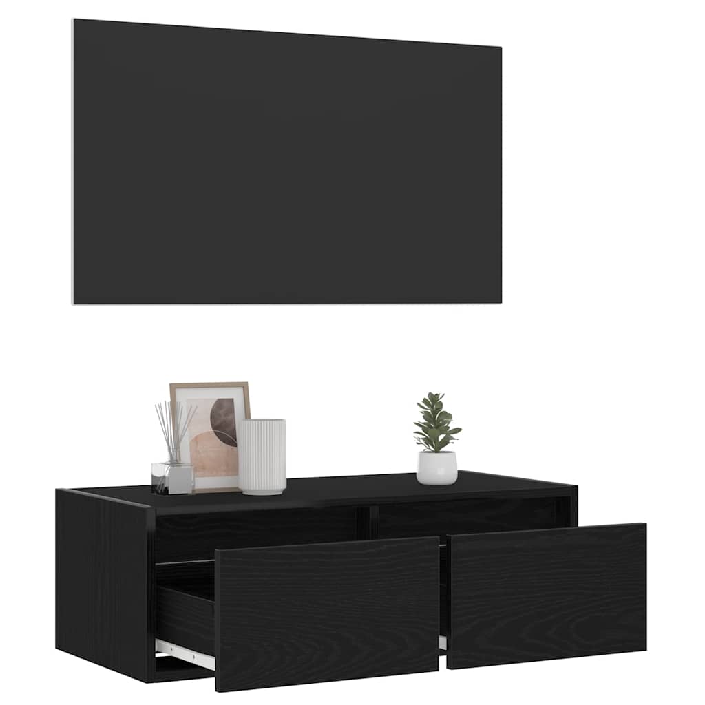 TV-möbel svart TV-bänk med LED-belysning 75x35,5x25 cm