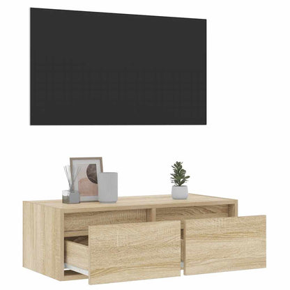 TV-möbel sonoma ek TV-bänk med LED-belysning 75x35,5x25 cm