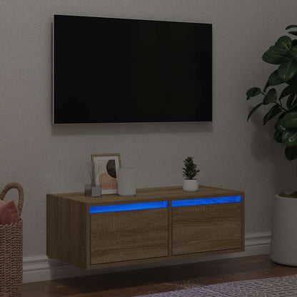 TV-möbel sonoma ek TV-bänk med LED-belysning 75x35,5x25 cm