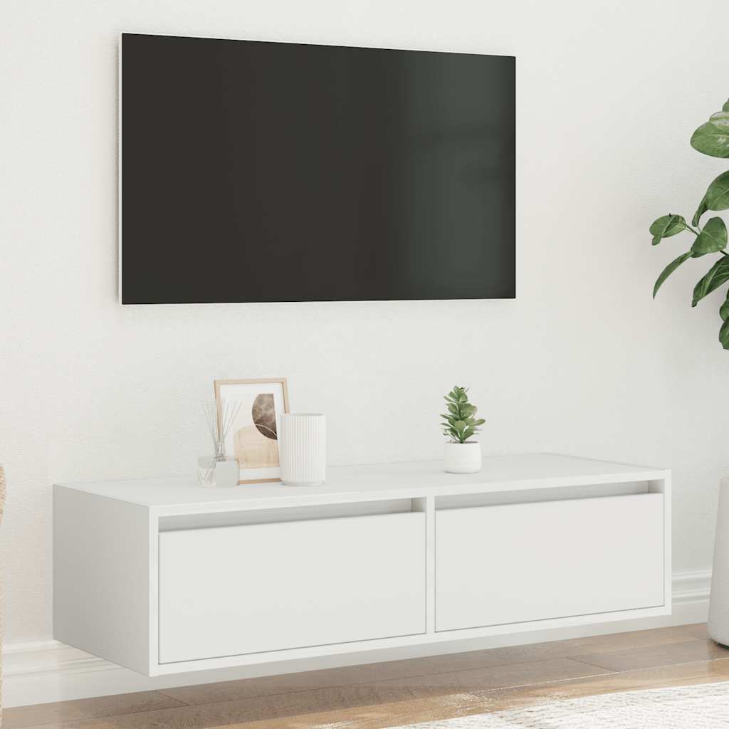 TV-möbel vit TV-bänk med LED-belysning 100X35,5x25 cm