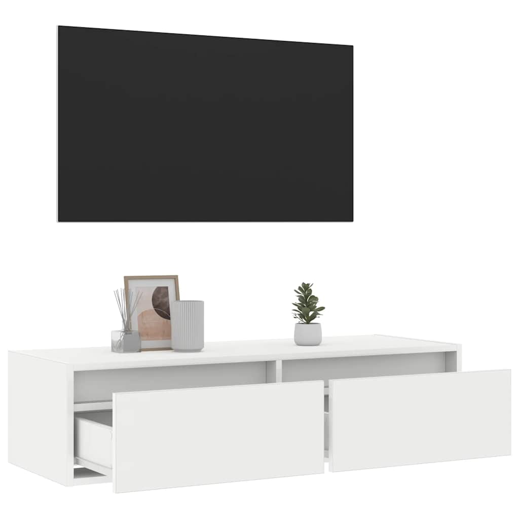 TV-möbel vit TV-bänk med LED-belysning 100X35,5x25 cm