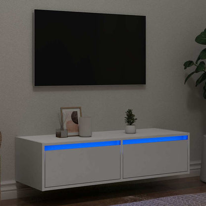 TV-möbel vit TV-bänk med LED-belysning 100X35,5x25 cm