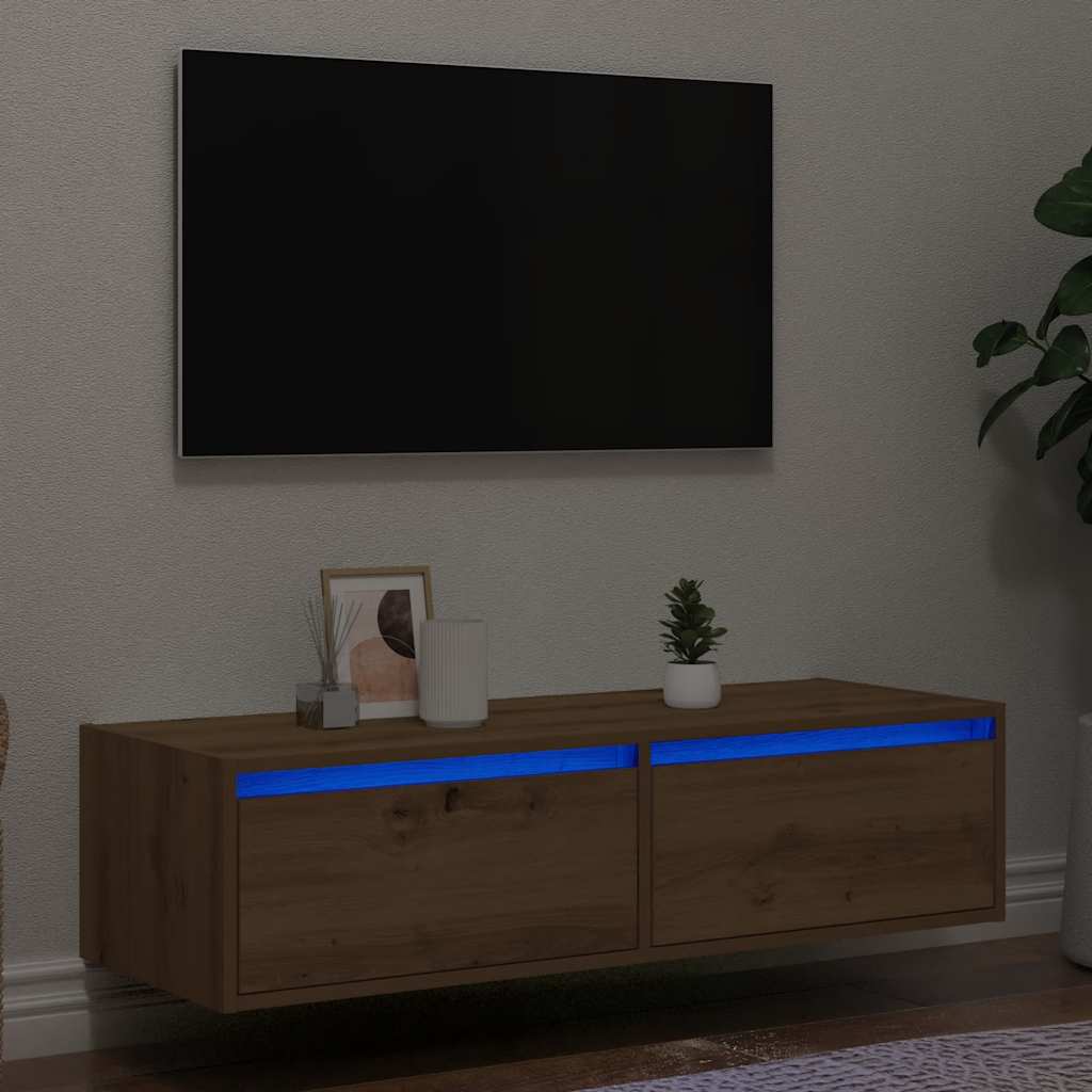 TV-möbel artisan ek TV-bänk med LED-belysning 100X35,5x25 cm