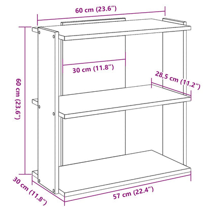 Bokhylla 3 hyllplan svart 60x30x60 cm konstruerat trä