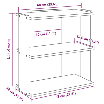 Bokhylla 3 hyllplan sonoma-ek 60x30x60 cm konstruerat trä