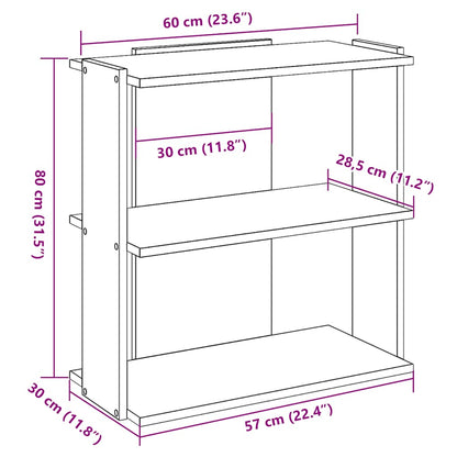 Bokhylla 3 hyllplan svart 60x30x80 cm konstruerat trä