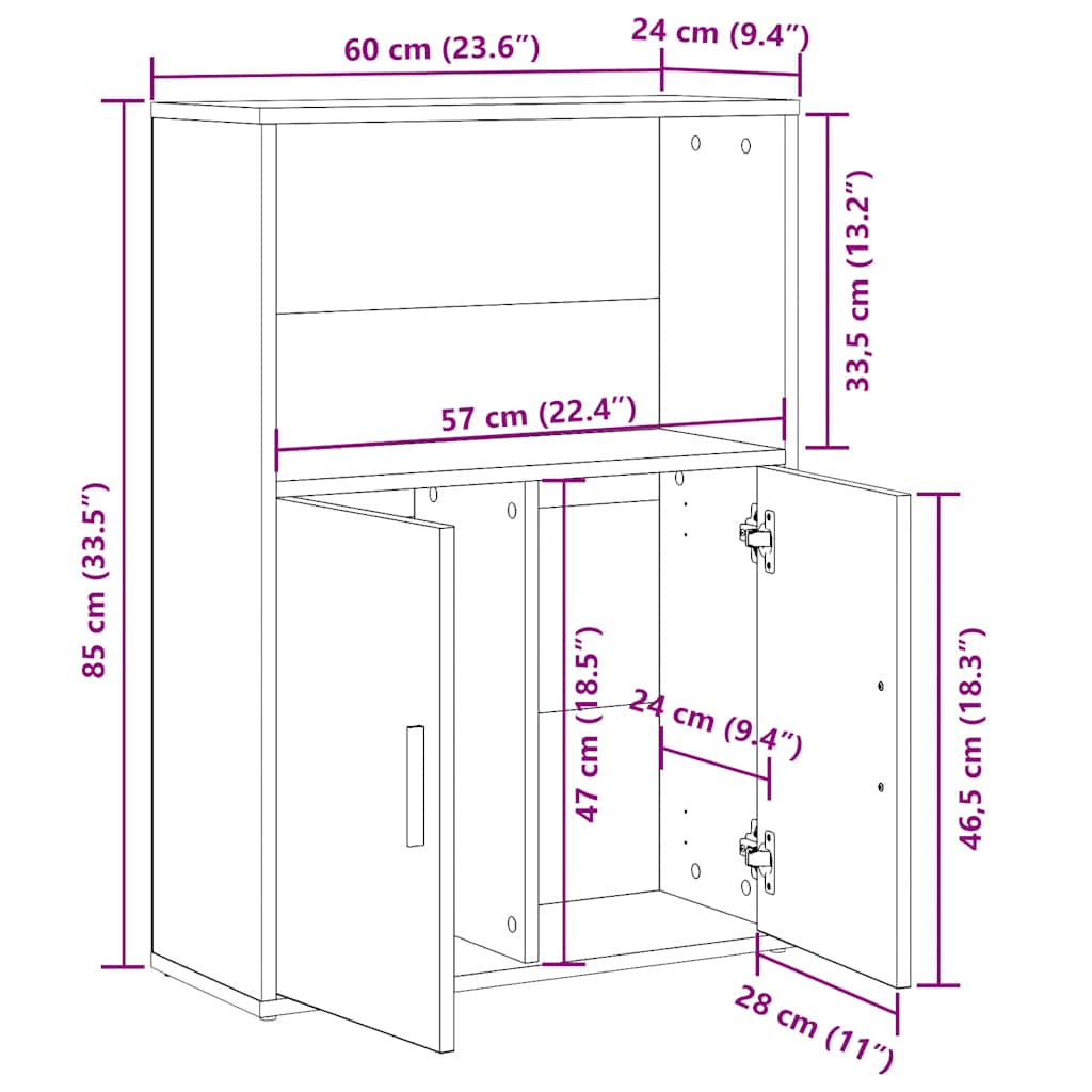 Bokhylla vit 60x24x85 cm