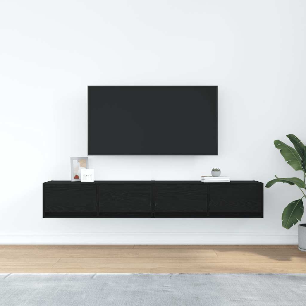 TV-Möbel Svart Ek TV-bänkar 2 st 80x31x25,5 cm