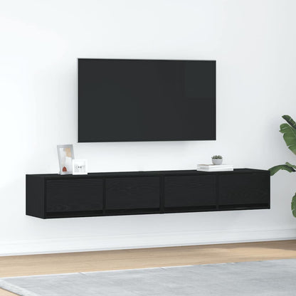TV-Möbel Svart Ek TV-bänkar 2 st 80x31x25,5 cm