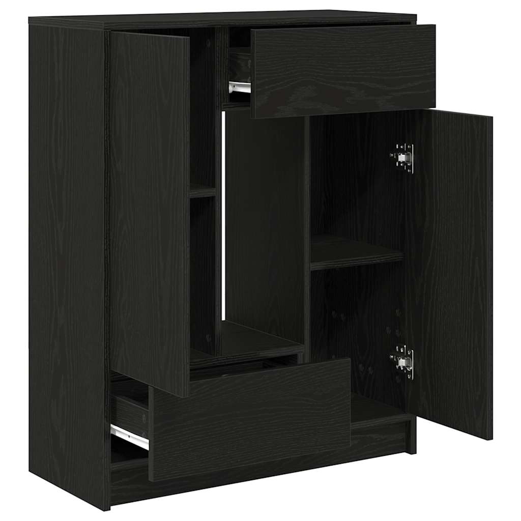 Skänk Brun med lådor och dörrar Svart Ek 73x31x90 cm