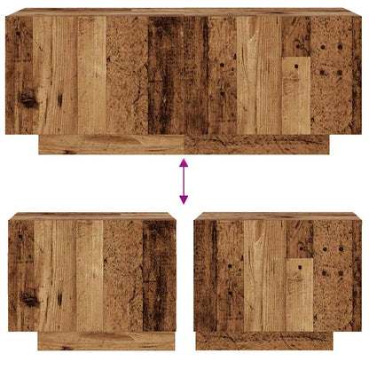 Sängbord åldrat trä 100x35x40 cm konstruerat trä