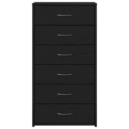 Byrå Svart Ek 6 lådor 50x34x96 cm