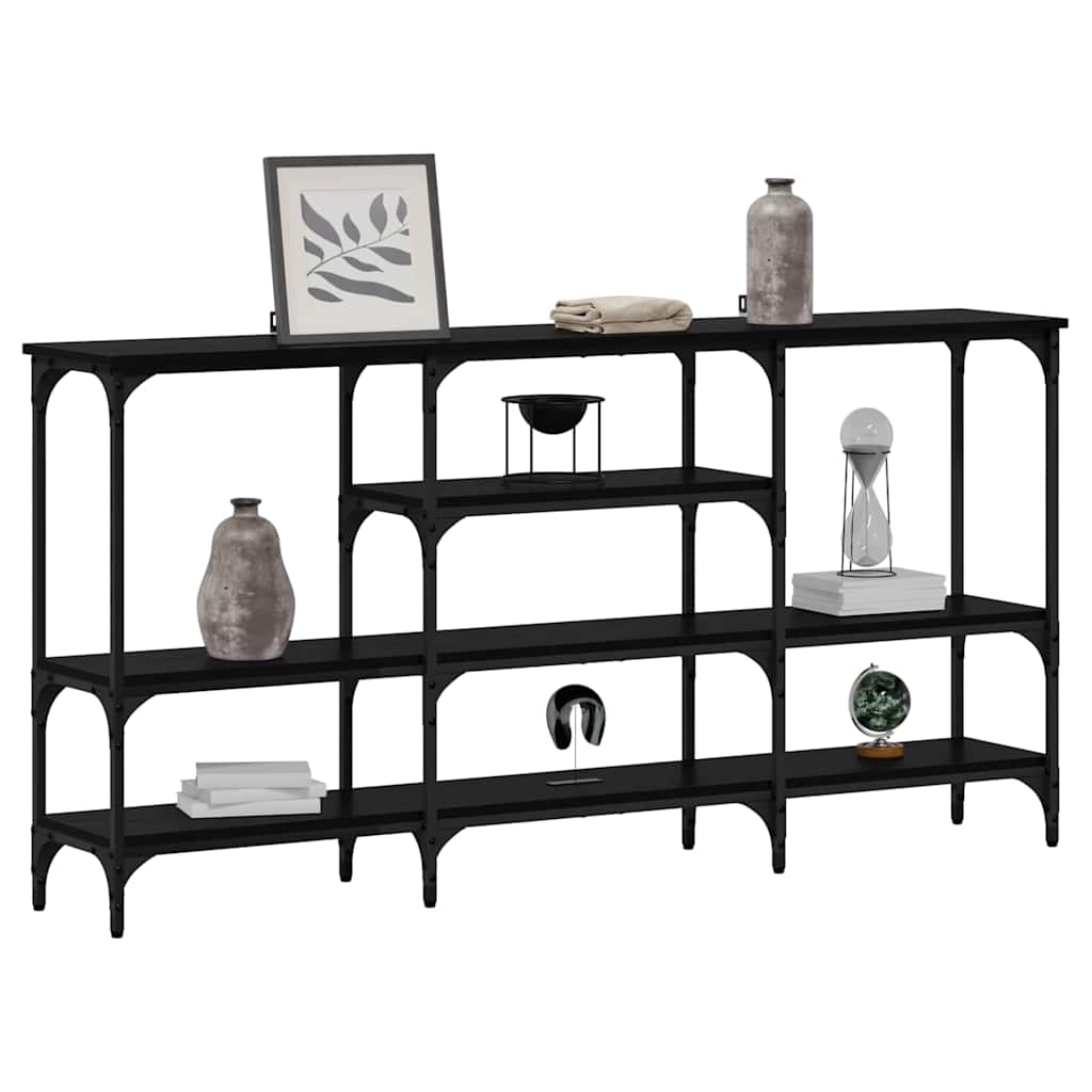 Avlastningsbord Konsollbord Svart Ek med hylla 160 x 29 x 80 cm