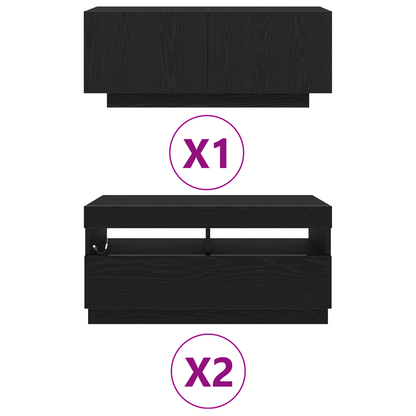 TV-Möbel Svart Ek TV-Bänk LED-lampor 260x35x40 cm