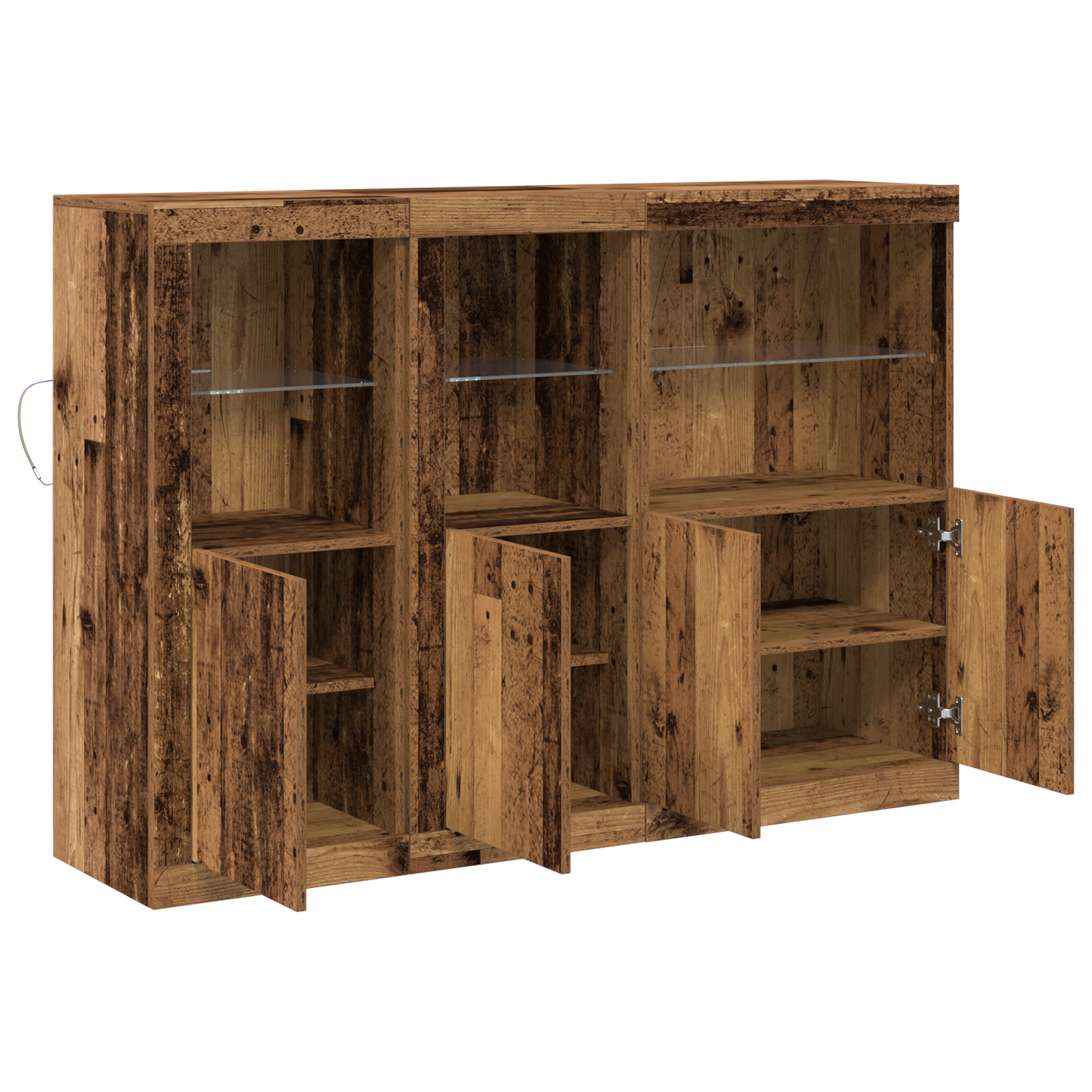 Skänk Åldrat Trä LED-lampor 142.5x37x100 cm